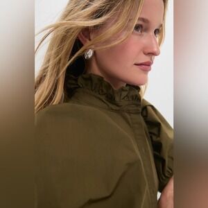 Hyacinth House Olive Green Ruffle Collar Louisa Maxi Dress NWT size XXL